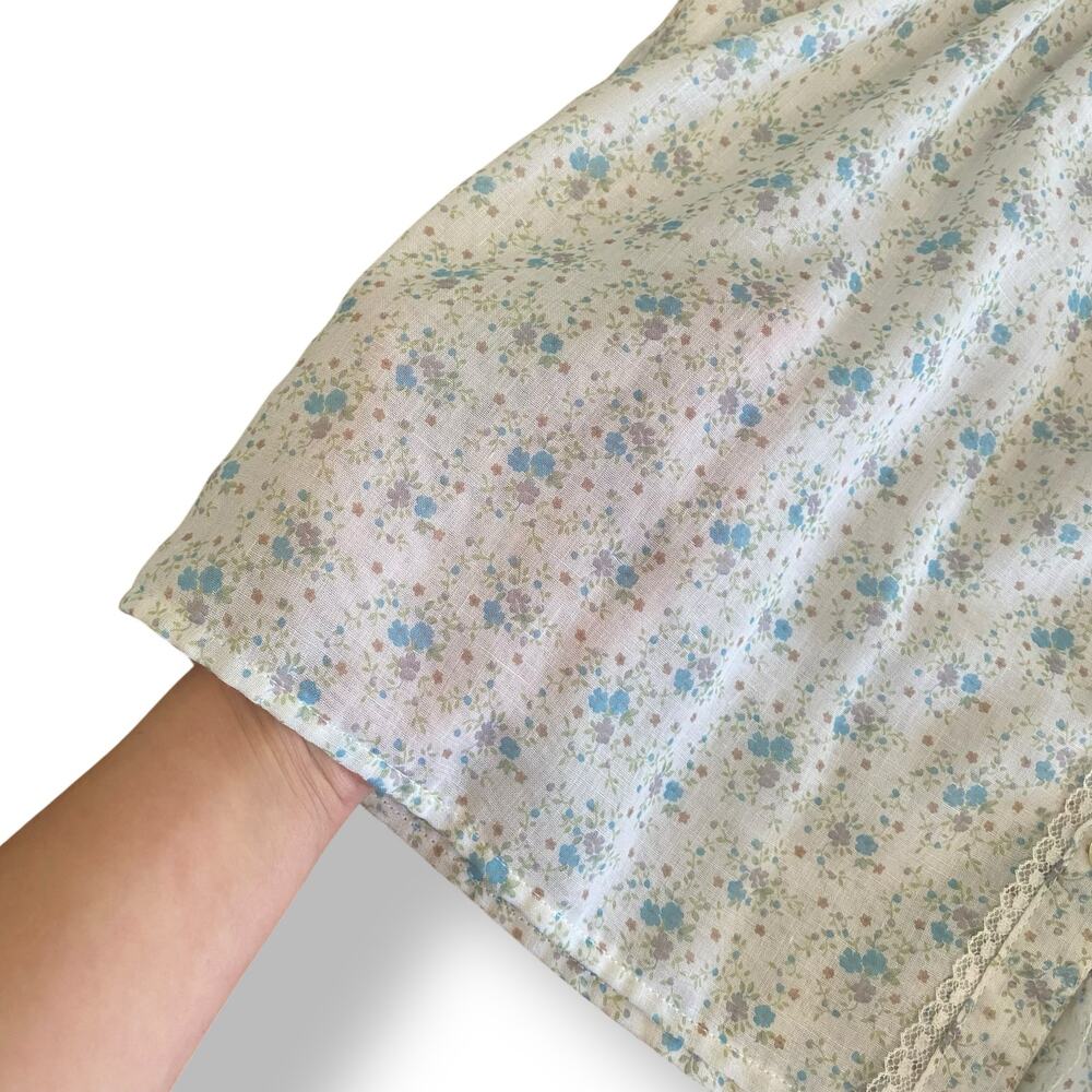 Gunne Sax Jeunes Filles Vintage 1970 Cream Blue Floral Ruffled Skirt Set Size 14 - Picture 11 of 16